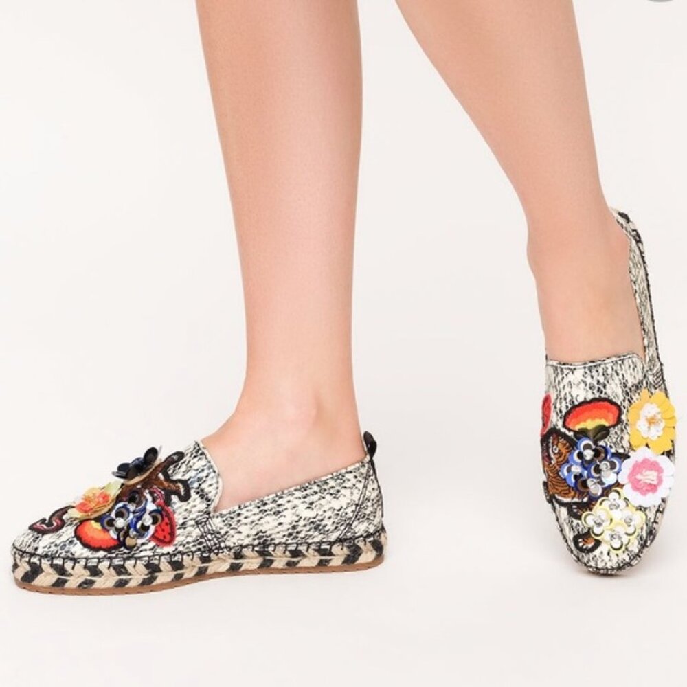 Bill Blass embellished snakeskin espadrilles-Size 9